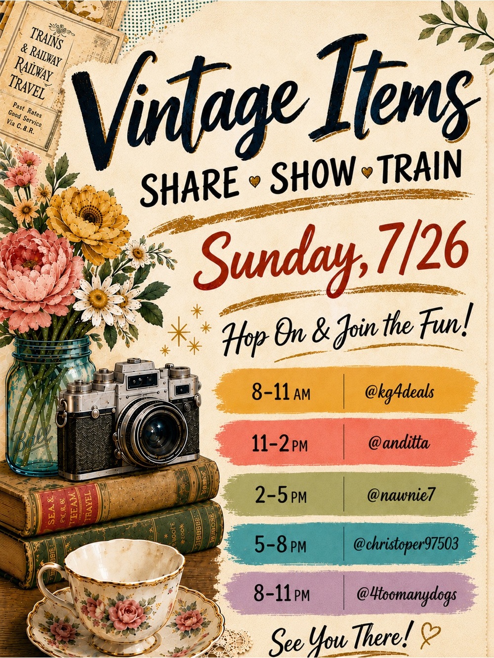🚂 Vintage Share Show Train! Sunday 8/9 8AM- 11AM - Picture 2 of 9
